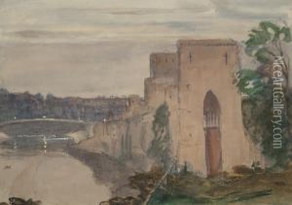 The Castle, Chepstow Oil Painting - James Dickson Innes