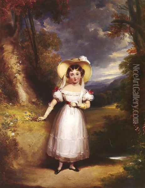 Princess Victoria, Aged Nine, In A Landscape Oil Painting - Stephen Catterson Smith