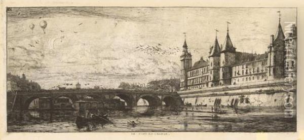 Le Pont-au-change. Oil Painting - Charles Meryon