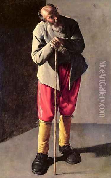 Old Man, c.1618-19 Oil Painting - Georges de La Tour