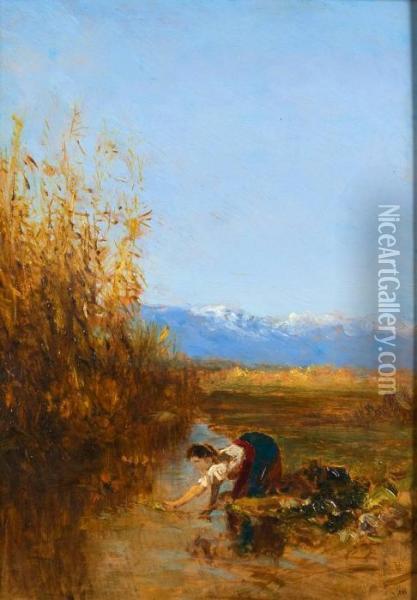 Lavandiere En Provence Oil Painting - Felix Ziem