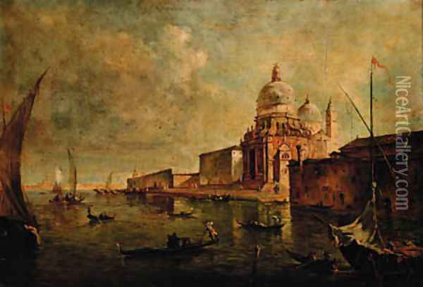 A view of Venice, looking Westwards towards Santa Maria della Salute, with the spirals of the Customs House beyond Oil Painting - Francesco Guardi