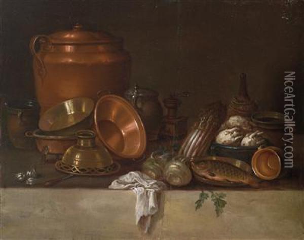 A Kitchen Still Life Oil Painting - E.K. Lautter