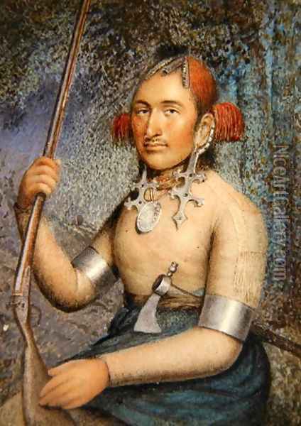 A North American Indian Chief Oil Painting - Ellen Wallace Sharples