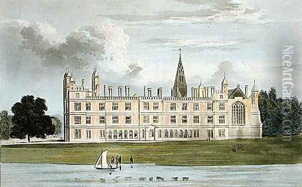 Burghley House, from Ackermanns Repository of Arts, published c.1826 Oil Painting - William Westall