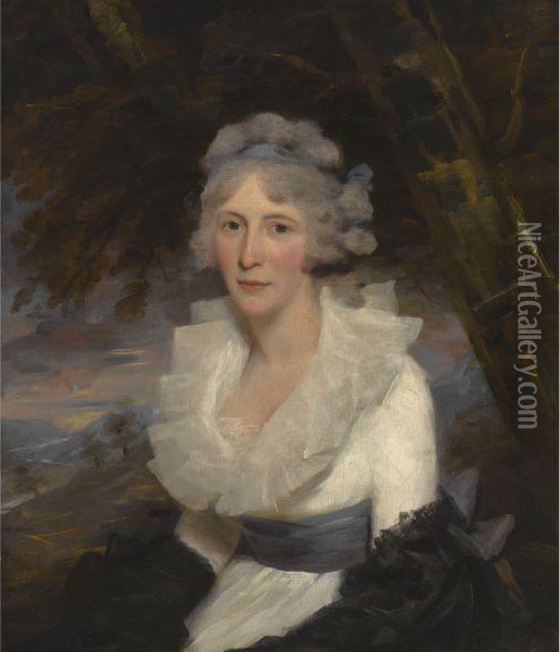 Portrait Of Miss Mary Robertson Barclay, Later Mrs Russell Oil Painting - Sir Henry Raeburn