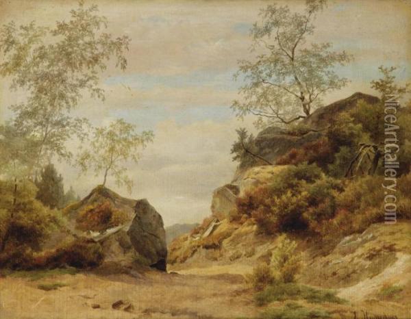 A Mountainous Landscape Oil Painting - Louwrens Hanedoes