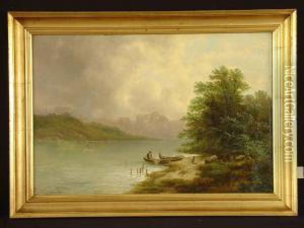 Fischer Am Seeufer Oil Painting - Albert Lang