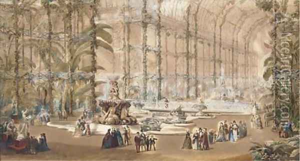 An architectural view of the Tropical Department in the North Wing of the Crystal Palace at Sydenham Oil Painting - English School