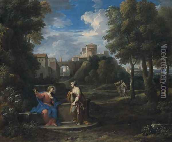 Paesaggio classico con Cristo e la Samaritana Oil Painting - Jan Frans Van Bloemen (Orizzonte)
