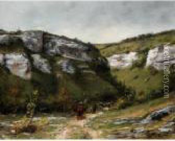Voyager Suivi De Son Ane Charge, Dans Une Vallee De Montagne Oil Painting - Cherubino Pata