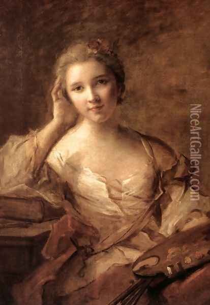 Portrait of a Young Woman Painter Oil Painting - Jean-Marc Nattier