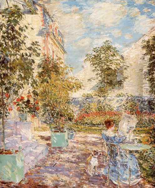 In a French Garden 1897 Oil Painting - Childe Hassam