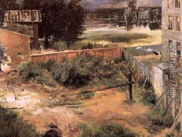 Rear of House and Backyard 1846 Oil Painting - Adolph von Menzel