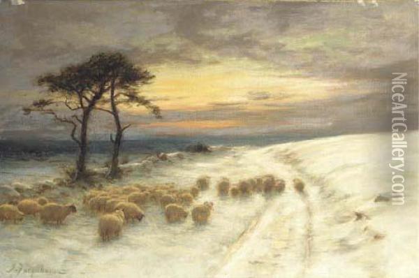 A Winter Sunset Oil Painting - Joseph Farquharson