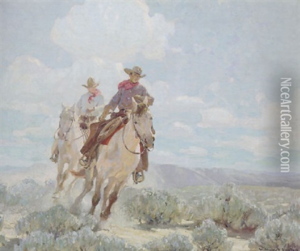 Riding The Range Oil Painting - William Herbert Dunton