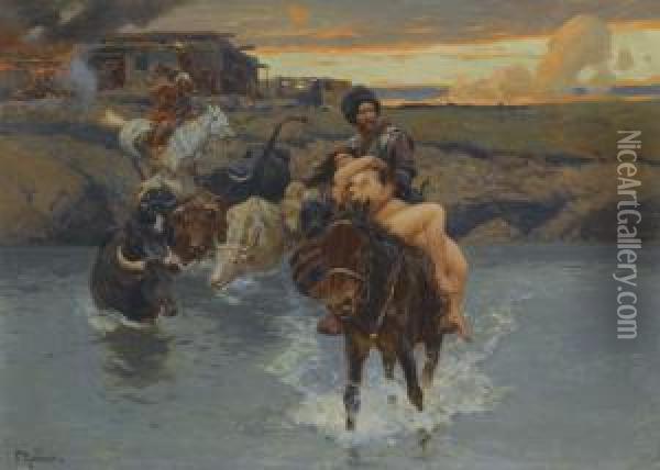 The Kidnapping Oil Painting - Franz Roubaud