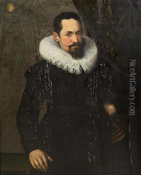 Portrait Of A 41 Year Old Man Oil Painting - John de Critz