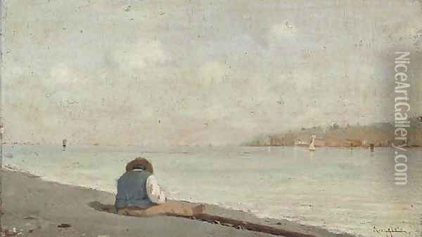 A rest on the shore Oil Painting - Ferdinando Ruggieri