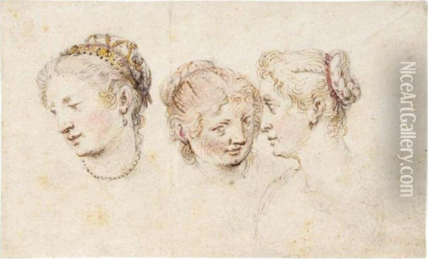 Study Of Three Female Heads Oil Painting - Jan Pietersz. Saenredam