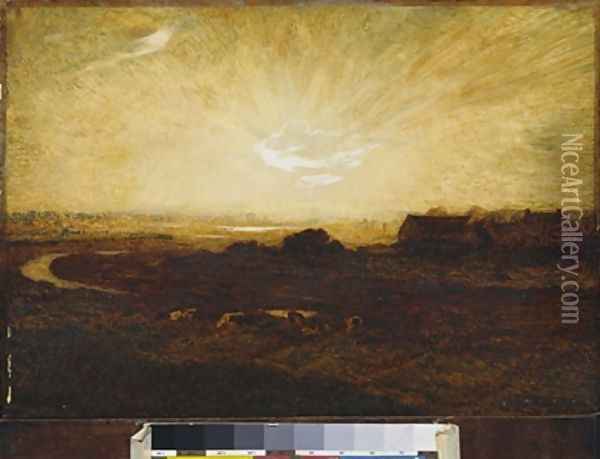 Landscape at sunset Oil Painting - Marie Auguste Emile Rene Menard