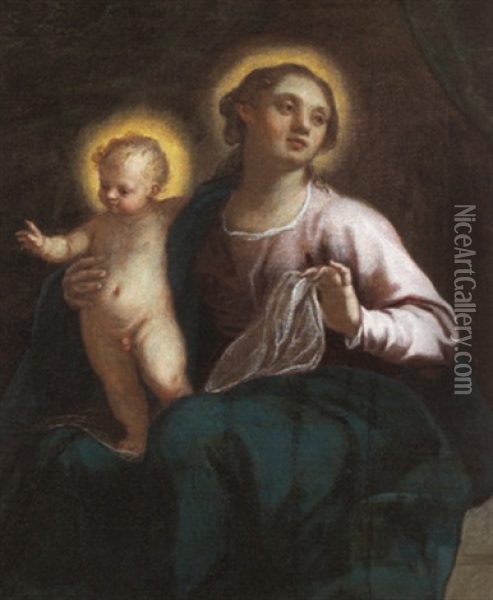 Madonna Con Bambino Oil Painting - Matteo Ponzoni