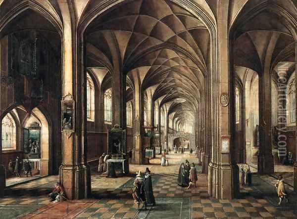 Interior of a Church with a Family in the Foreground Oil Painting - Hendrick van, the Younger Steenwyck