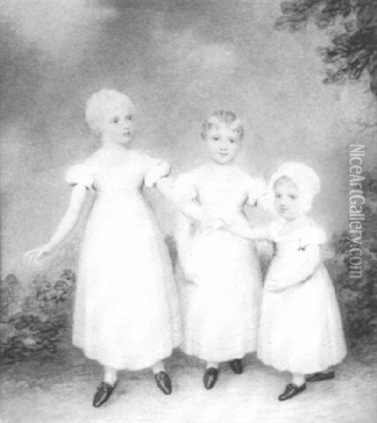 Three Young Girls, Augusta, Elizabeth, And Mary Oil Painting - Adam Buck