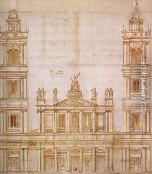 Design for the facade of San Lorenzo, Florence 1516 Oil Painting - Giuliano da Sangallo