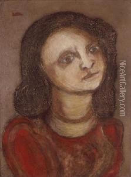 Girl In A Red Dress Oil Painting - Jankel Adler