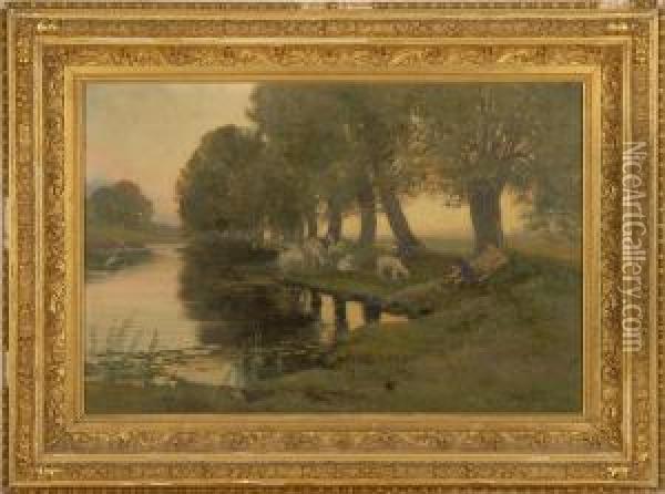 Idle Times By The River Oil Painting - H. Winthrop Peirce