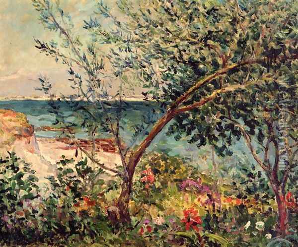 Monsieur Maufra's Garden by the Sea Oil Painting - Maxime Maufra