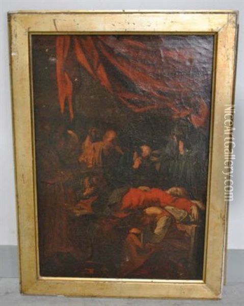 La Mort De La Vierge, Esquisse D'apres Caravage (sketch After Caravaggio) Oil Painting - Louis Jacquesson de La Chevreuse