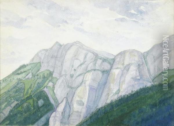 Bergpartie Mit Waldgrenze Oil Painting - Albert Trachsel