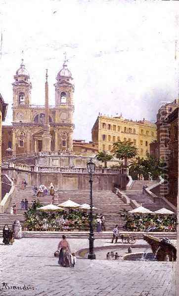 The Spanish Steps, Rome Oil Painting - Antonietta Brandeis