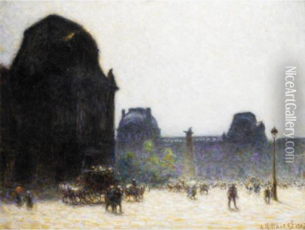 Le Louvre Oil Painting - Anatole Eugene Hillairet