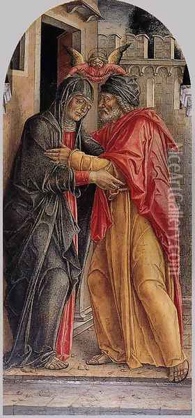 The Meeting of Anne and Joachim 1473 Oil Painting - Bartolomeo Vivarini