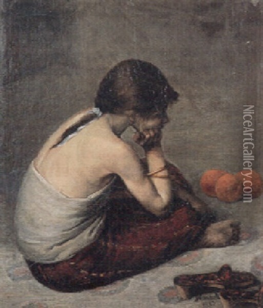 Jeune Orientale Aux Oranges Oil Painting - Stefano Farneti