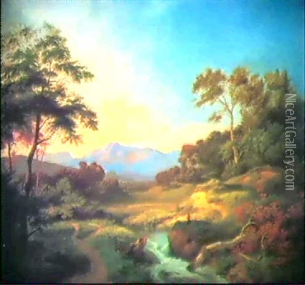 Weite Landschaft Mit Blick Auf Salzburg Oil Painting - Hans Hueber