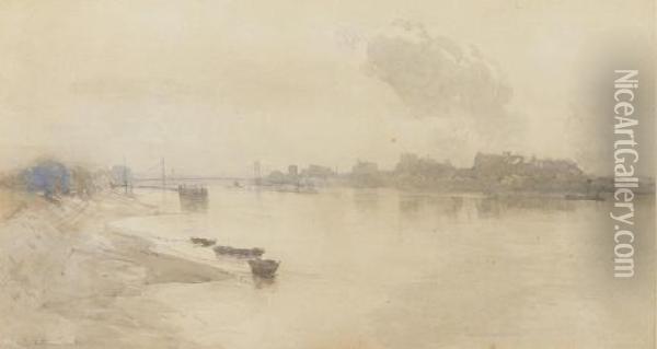 Albert Bridge, Cheyne Walk, Chelsea Oil Painting - Arthur Ernest Streeton