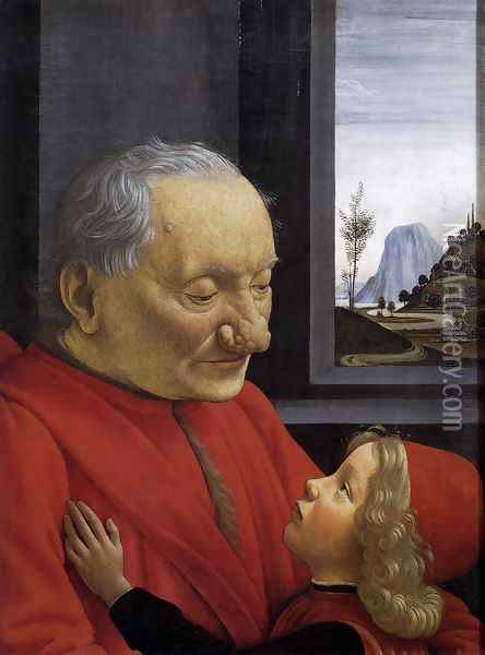 An Old Man and His Grandson c. 1490 Oil Painting - Domenico Ghirlandaio