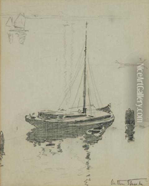 Boats On The Lagoon, Venice Oil Painting - Arthur Ernest Streeton