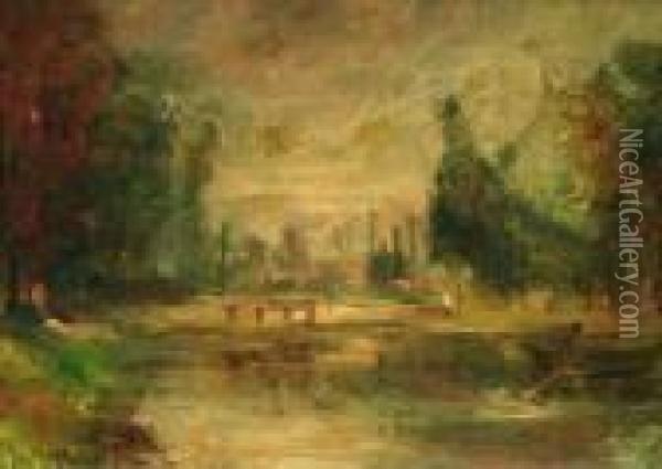 Herbstliche Flusslandschaft Oil Painting - Albert Lebourg