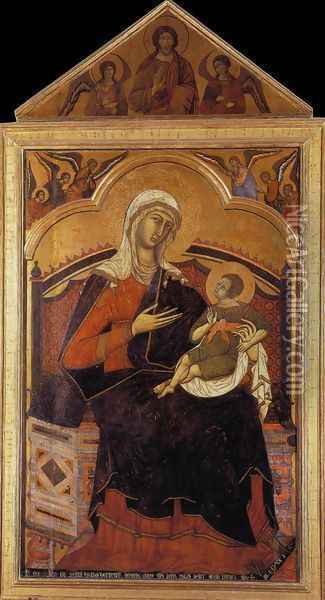 Virgin and Christ Child Enthroned 1270s Oil Painting - Guido Da Siena