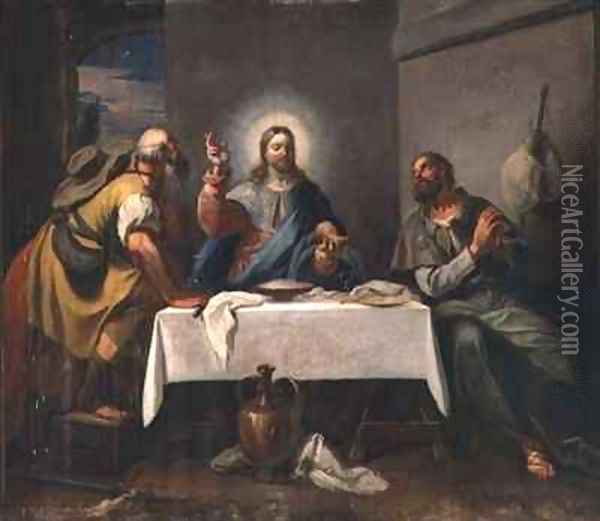 The Supper at Emmaus Oil Painting - Girolamo Brusaferro
