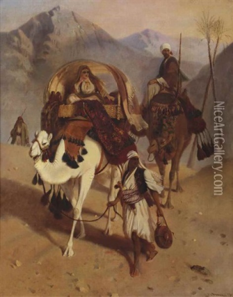 In The Desert, Sinai Oil Painting - Joseph Austin Benwell