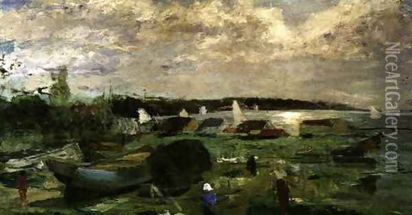 Scandinavian Landscape Oil Painting - Felicien Rops