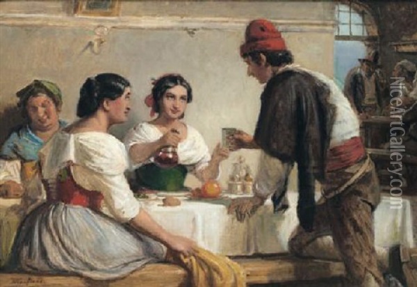 A Welcome Refreshment Oil Painting - Wilhelm Nicolai Marstrand