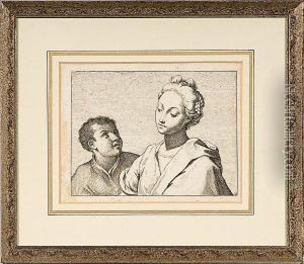 Woman And Small Boy Oil Painting - Ludovico Mattioli