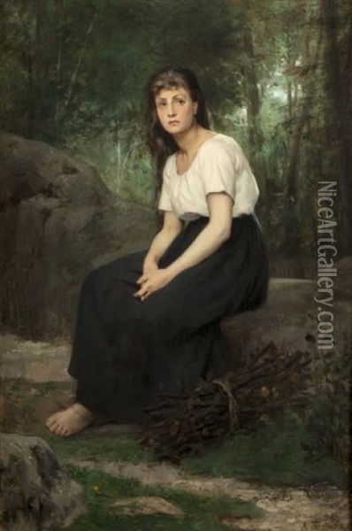 Femme Reveuse A La Lisiere De La Foret Oil Painting - Alfred Henri Bramtot